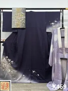 黒留袖 モノトーン 刺繍 金彩 グリッター箔 薔薇 正絹 躾糸付 正絹 