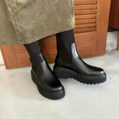 ORiental TRaffic 厚底リブニットブーツ ミドルブーツ
