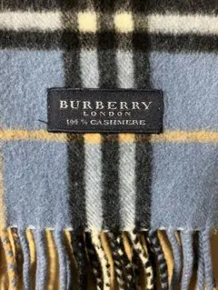 BURBERRY 100% CASHMERE マフラー ブルー系