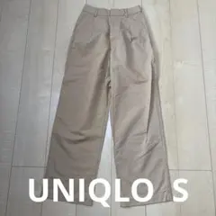 UNIQLO ユニクロ　ベージュ リネン混　ワイドパンツ レディース　S