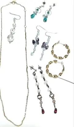 アクセサリー6点セット【ピアス、ネックレス】天然石、パール