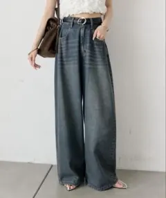 mystic ベルト付きカーブワイドパンツのサムネイル