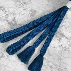 絹 帯締め☆平組 紺瑠璃色(青)単色 シンプル 上品 組紐