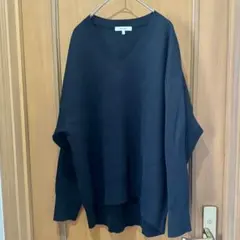 グローバルワーク　スウェットライクVネックプルオーバー　黒　Lサイズ