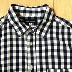 URBAN RESEARCH/ネイビーホワイトチェック7分袖シャツ M(38)