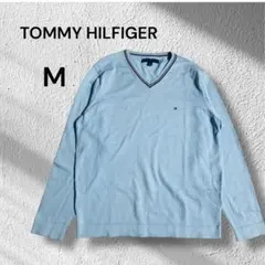 TOMMY HILFIGER◆【ちょっと訳あり】Vネックセーター 水色　Mサイズ