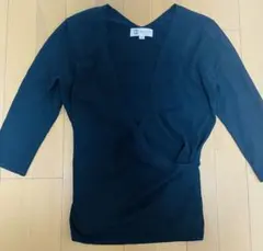 MICHEL KLEINブラック Vネック 五分袖ニット