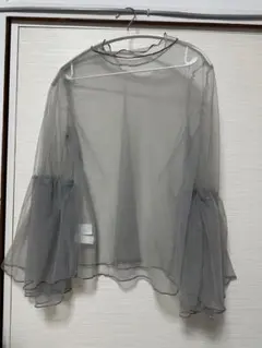 JUNOAH シースルー フレアスリーブ トップス