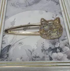 ピカチュウ猫型ゴールドヘアクリップ