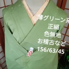 2502薄グリーン系　正絹　色無地