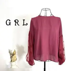 GRL 新品タグ付 レース パフスリーブ ブラウス L
