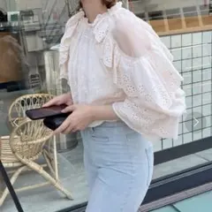 one after another NICE CLAUP 長袖ブラウス ピンク