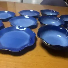 瑠璃釉 青釉 鉢 陶器 深皿 高台皿 鮮やかな青色 - メルカリ