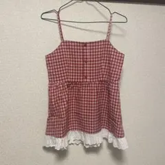 GRL チェック柄レースフリルキャミソールチュニック