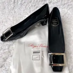 Roger Vivier 黒 バックルパンプス 38 - メルカリ