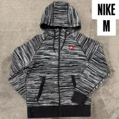 古着 Nike ナイキ ストライプ フルジッパーパーカー 黒 白 M