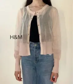 【美品】H&M シースルーカーディガン ピンク
