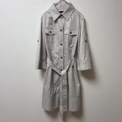 【美品】ミッシェルクラン シャツワンピース 38 ベルト付 七分袖のサムネイル
