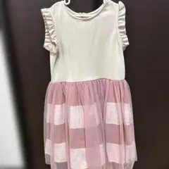 プティマインパンツ130ノースリーブワンピース 140cm ピンクベージュ