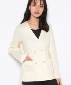 新品未使用　ANAYI リネンオックスダブルジャケット　パールボタン