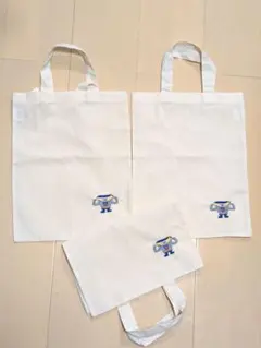キャラクター刺繍 コットンエコバッグ 3個セット
