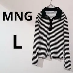 MNG [L]美品ストライプ 長袖ポロシャツ
