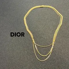 【美品】DIOR ディオール 3連 ロングネックレス 大ぶり ゴールドのサムネイル