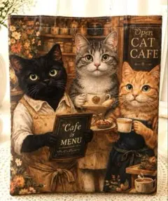 人気 猫バッグ　仲良し猫　コーヒー屋さん①　丈夫な新品トートバッグ　オリジナルのサムネイル