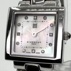 GIVENCHY スクエア 腕時計 シルバーカラー クォーツ ダイヤ パープル 