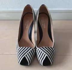 セルジオロッシ/Sergio Rossi オープントゥパンプス 白黒 35.5