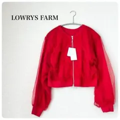 未使用✨LOWRYS FARM チュールドッキングカーディガン　レッド　FREE