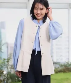 THESHOPTK【ONOFF活躍/セレモニー】ツイードペプラムジレ/洗える