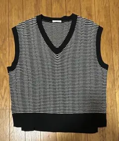 GLACIER ストライプ Vネック ニットベスト