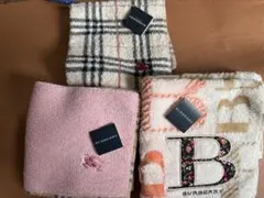 BURBERRY リバーシブルタオルハンカチ ピンク３枚セット