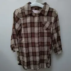 チェック柄 長袖シャツ 95cm 綿100%