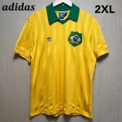 アディダスオリジナルス　ゲームシャツ　2XL イエロー　刺繍ロゴ　ブラジル代表
