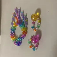ビーズアクセサリー　ブレスレットと指輪2個