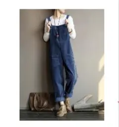 【中古】SHEIN ネイビーブルー サロペット コーデュロイS(日本Mサイズ)