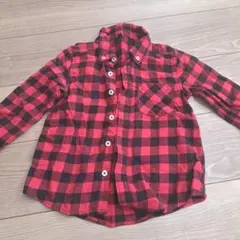 赤と黒のチェック柄 長袖シャツ 110サイズ