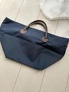トートバッグ ネイビー レザーハンドル