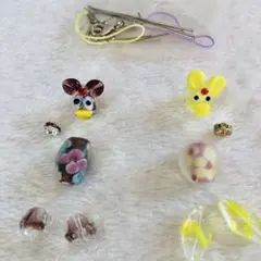 あひる ② 【1セットで2個❤️】ガラスビーズ ストラップ 作成キット