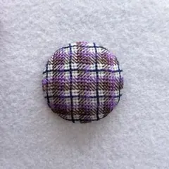 刺繍ブローチ　チェック柄【紫】