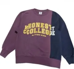 STUDIO SEVEN HONEST COLLEGEトレーナーボルドー／黒M