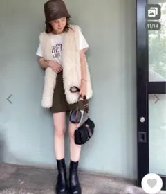 NICE CLAP ❤️ファーベスト　ジレ　アイボリー　新品タグ付きロングベスト