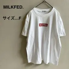 ミルクフェド ロゴTシャツ 綿100% ゆったり 半袖 カジュアル 白 黄ばみ有のサムネイル
