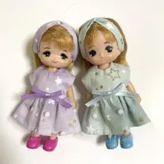 593.ミキちゃんマキちゃんサイズ服　星柄ワンピース柄