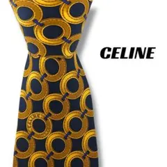 【7532】良品！セリーヌ　ネクタイ　ゴールド系
