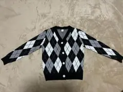 SHEIN アーガイル柄 カーディガン 長袖 ブラック/ホワイト/グレー