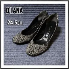 DIANA/ダイアナ ツイード柄 パンプス ハイヒール 24.5cm 秋冬