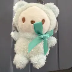 水色耳付きぬいぐるみ　ポチャッコ ボールチェーン付き